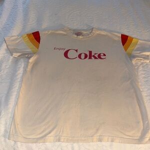 Gently Loved Vintage Coca-Cola Beige T-Shirt with Red and Yellow Accents